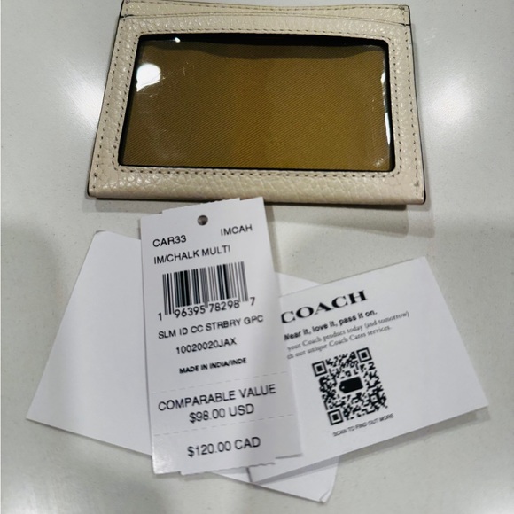 Coach Cream Leather Strawberry Card Case with Red Accent - Picture 6 of 6